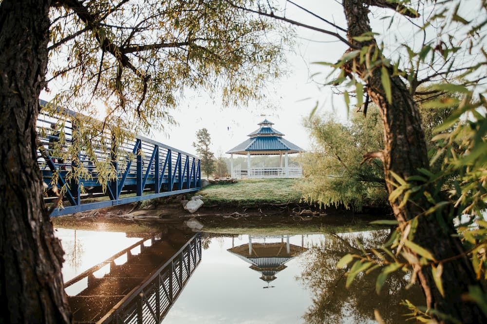 The gazebo beside the fishing pond at High Park in Derby