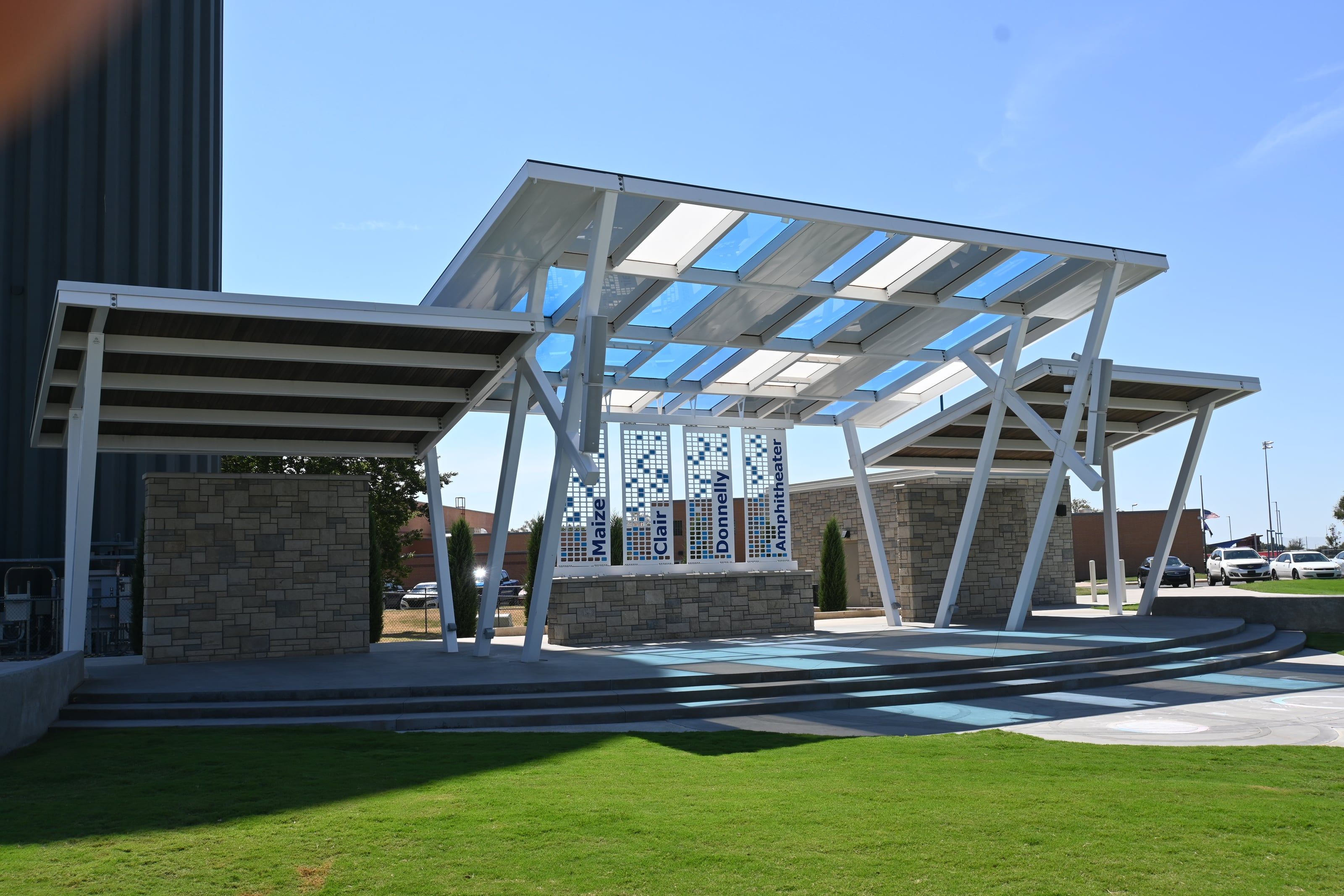The Clair Donnelly Amphitheater and its lawn at Maize City Park
